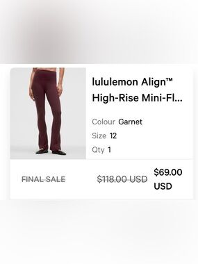lululemon athletica Align Burgundy Boot Cut Leggings
